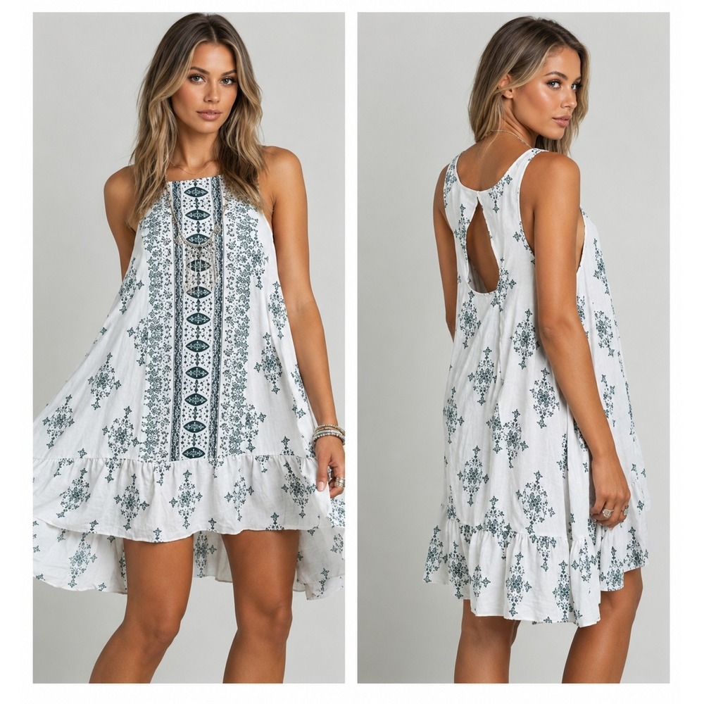 Free People Voile and Lace Trapeze Slip Dress Women XS White Boho Whimsigoth
